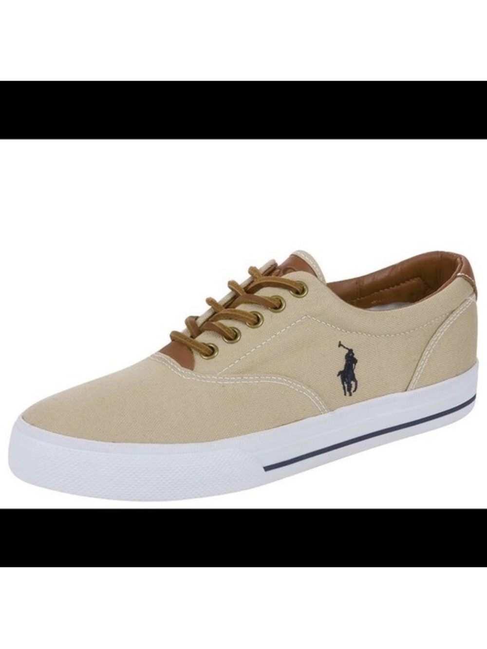 Polo Ralph Lauren Vaughn Canvas Sneaker Shoes Sz 12 D Men’s leather navy logo